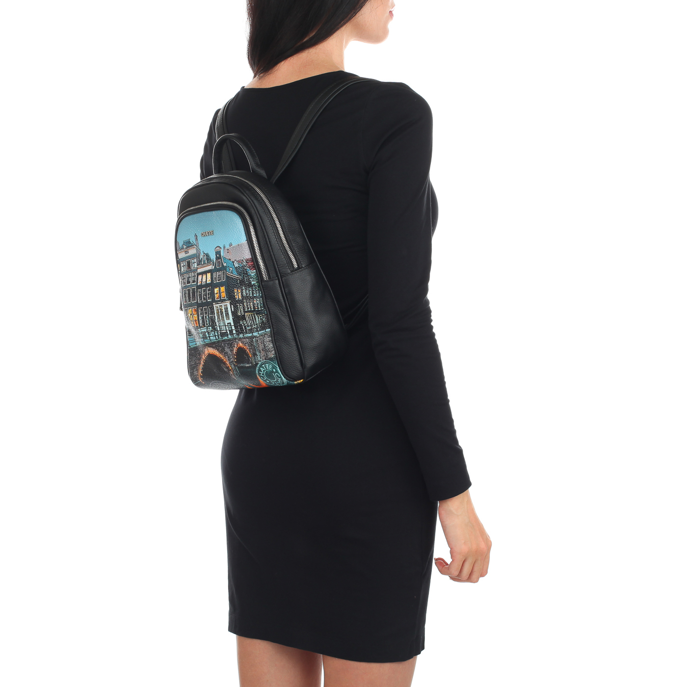 Кожаный рюкзак с принтом Chatte 