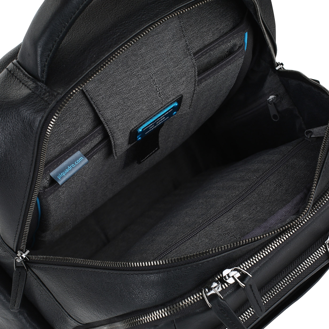 Кожаный рюкзак с тремя отделами Piquadro Black square