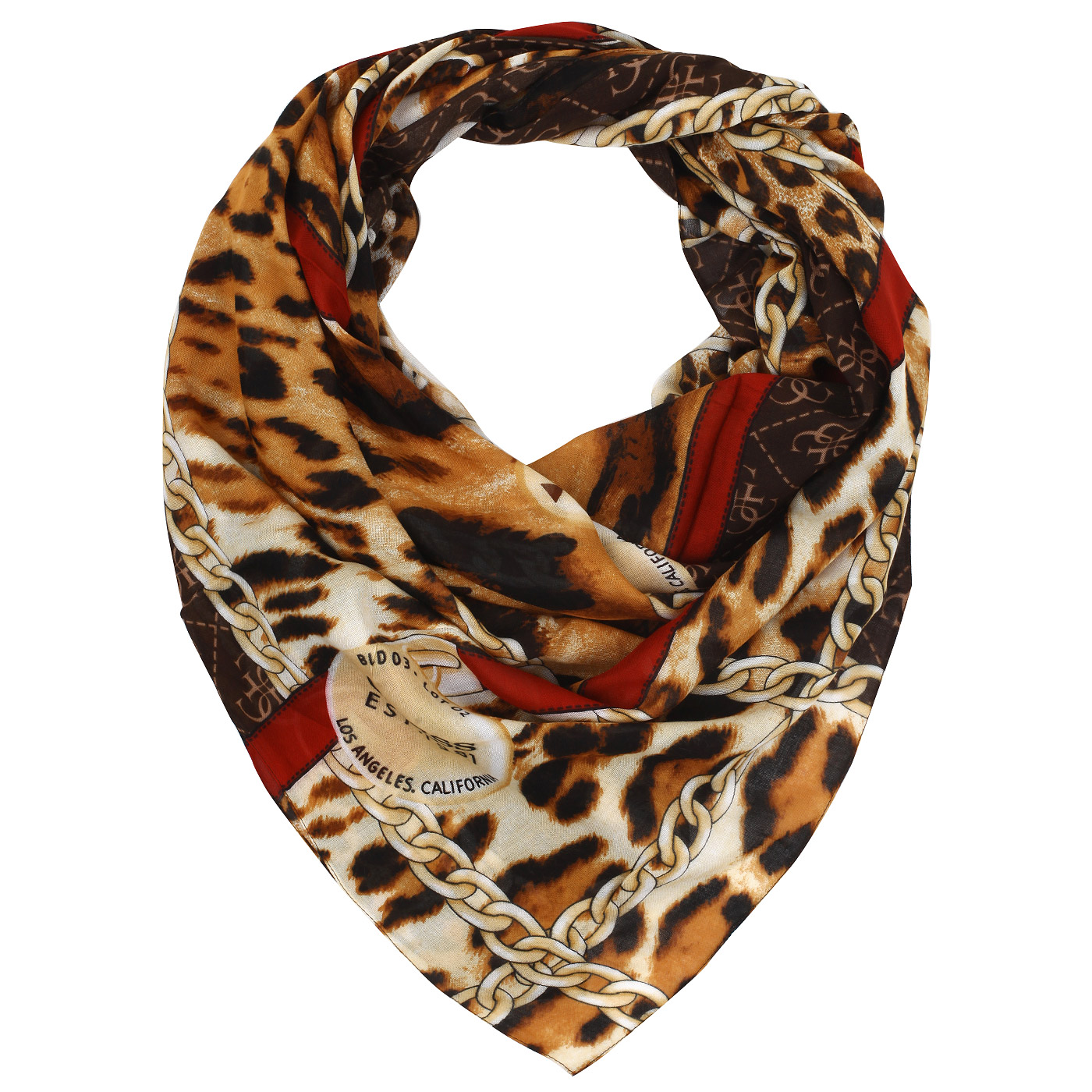 Guess Коричневый платок с принтом