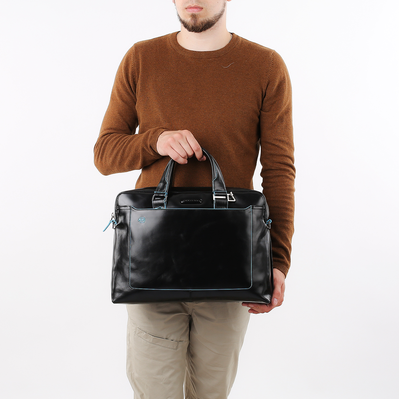 Деловая кожаная сумка Piquadro Blue square