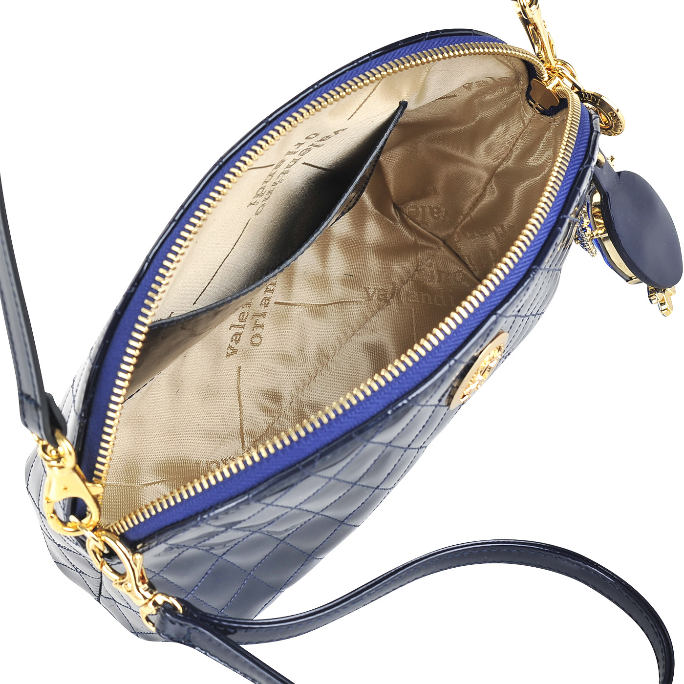 Кожаная лаковая сумочка с плечевым ремешком Valentino Orlandi 