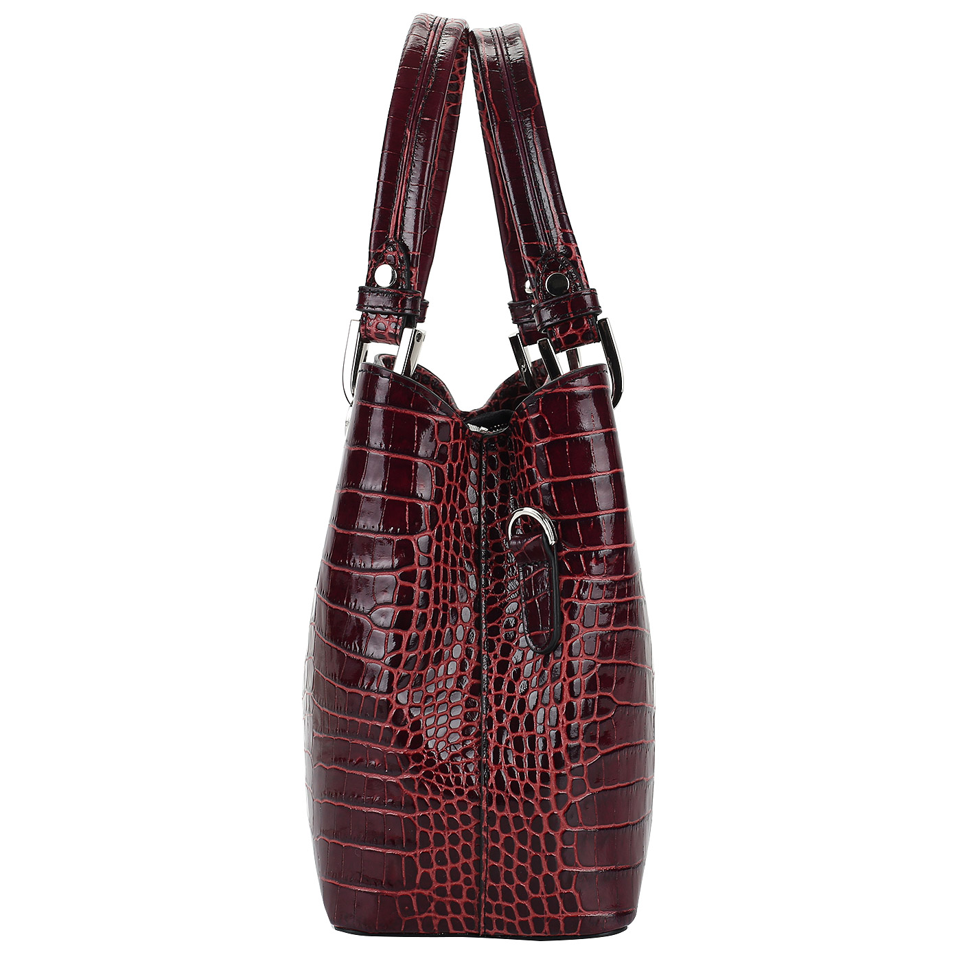 Бордовая женская сумочка с отделкой под крокодиловую кожу Chatte 